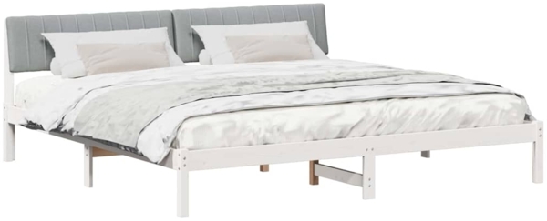 vidaXL Bettgestell Weiß und Hellgrau 200 x 200 cm Massivholz Kiefer 3394352 Bild 2