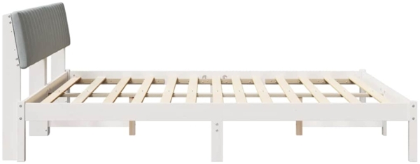 vidaXL Bettgestell Weiß und Hellgrau 200 x 200 cm Massivholz Kiefer 3394352 Bild 5