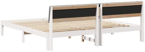 vidaXL Bettgestell Weiß und Hellgrau 200 x 200 cm Massivholz Kiefer 3394352 Bild 6