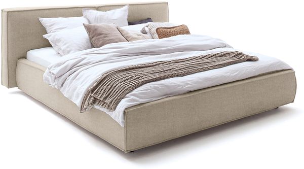 KAWOLA Bett CARLO Polsterbett Stoff taupe 200x200cm Bild 3