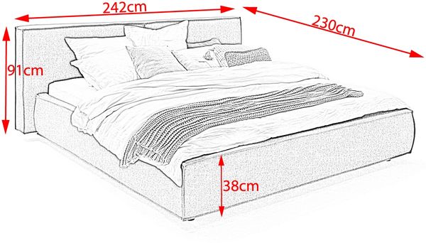KAWOLA Bett CARLO Polsterbett Stoff taupe 200x200cm Bild 7