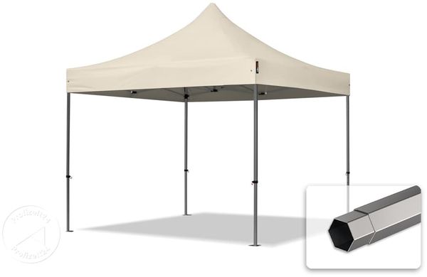 3x3 m Faltpavillon, PREMIUM Stahl 40mm, creme