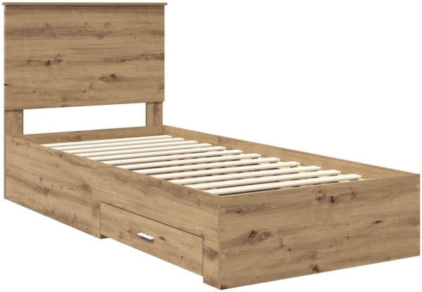 vidaXL Bettrahmen mit Kopfteil Artisan-Eiche 90x200 cm Holzwerkstoff 3409711 Bild 3