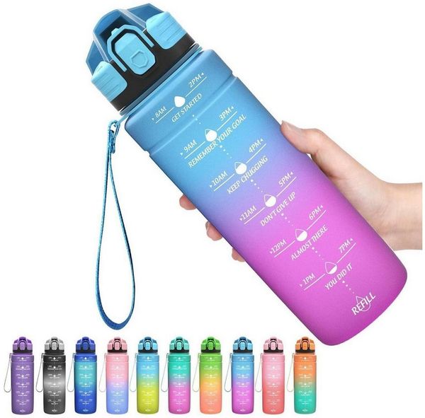 LuxusKollektion Trinkflasche Sport Trinkflasche 2l Auslaufsicher BPA-frei Tritan Kinder Motivierend