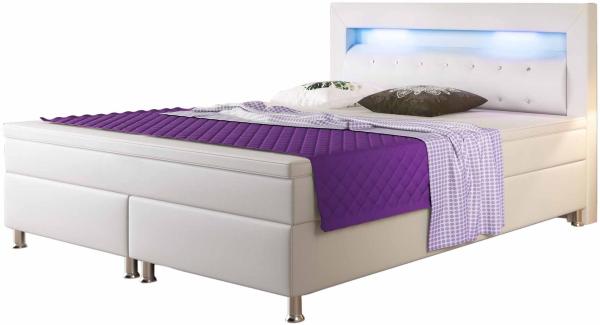 Boxspringbett Monaco 180x200 cm Kunstleder Weiß