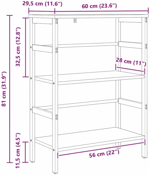 vidaXL Bücherregal Geräucherte Eiche 60 x 29,5 x 81 cm Holzwerkstoff 883918 Bild 10