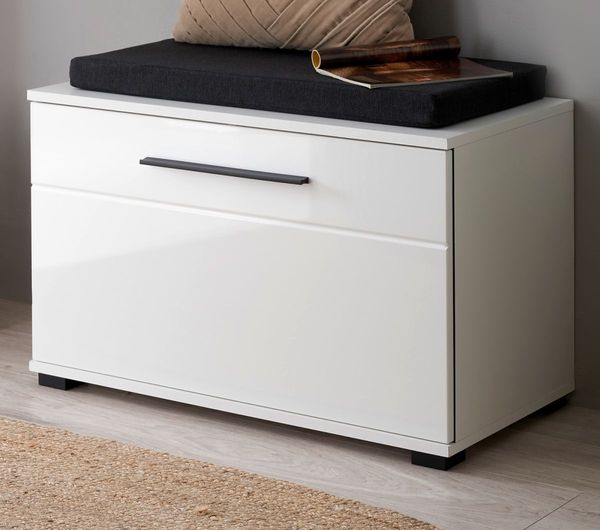Garderobe Sitzbank Design-D in weiß Hochglanz 80 cm