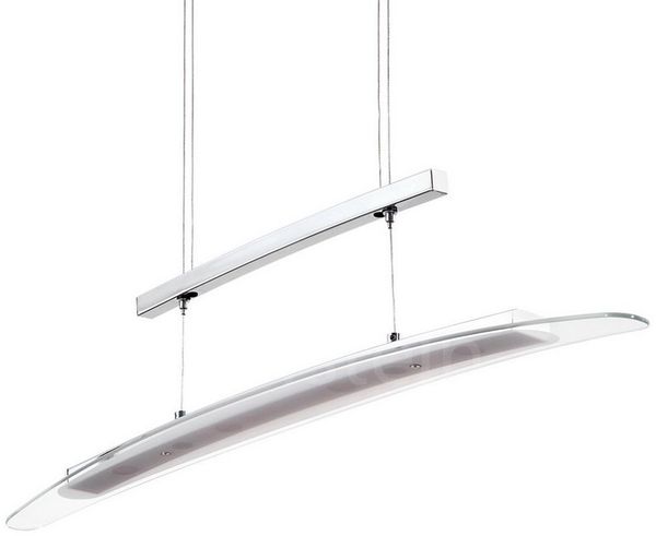 hofstein Pendelleuchte dimmbare Hängelampe aus Metall/Glas in Chromfarben/Klar, LED wechselbar, 3000-6000 Kelvin, moderne Hängeleuchte mit Touchdimmer, Kelvin Change, Höhe max. 154 cm