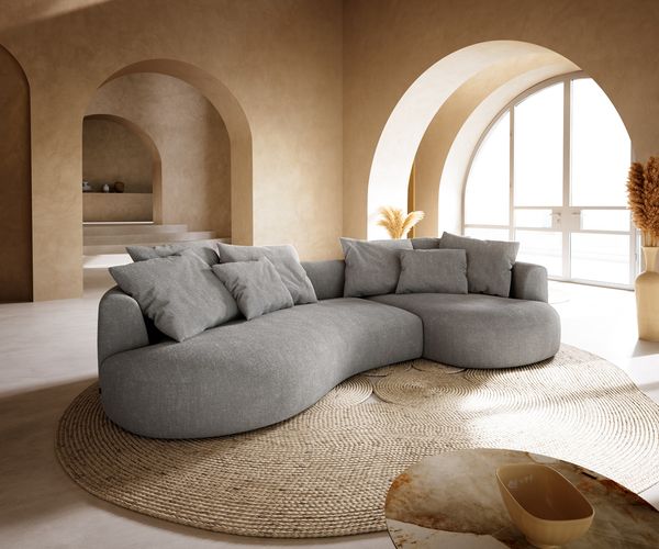 Big-Sofa Edina 330x170 cm Strukturstoff Soft Grau
