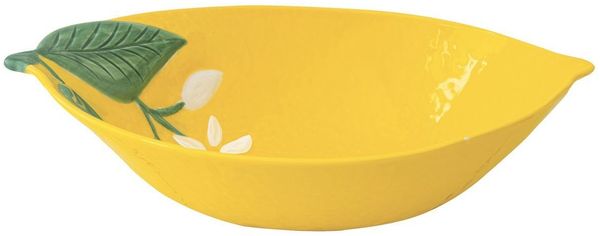 EasyLife Servierschale Fleurs et Citrons, Porzellan, Spülmaschinengeeignet, Mehrfarbig, Zitronen, H: 4.5cm