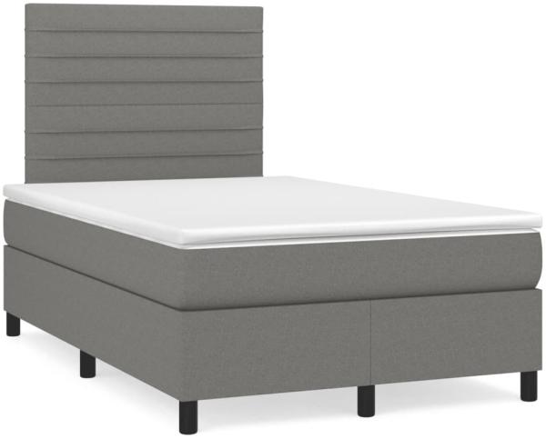 vidaXL Boxspringbett mit Matratze & LED Dunkelgrau 120x190 cm Stoff 3270205