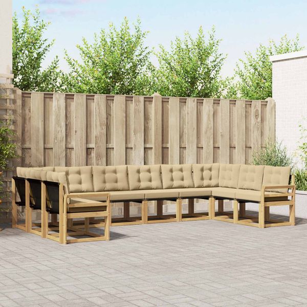 vidaXL Outdoor-Sofagarnitur mit Kissen 10 pcs Weiß und Beige 3389911