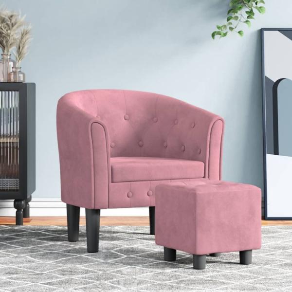 vidaXL Clubsessel mit Fußhocker Rosa Samt 356482