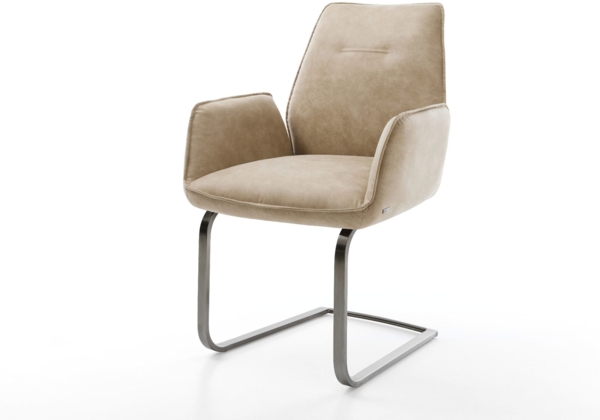 Freischwinger Zoa-Flex Mikrofaser Beige Vintage Freischwinger flach Graphit Taschenfederkern