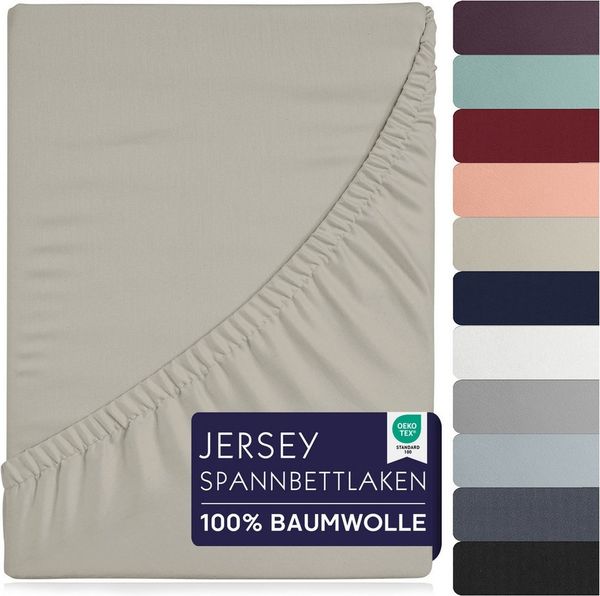 BRB HOME Spannbettlaken Spannbettlaken Jersey Baumwolle für Topper Boxspringbett bis 27 cm, Baumwolle, Gummizug: Rundum, (1 Stück), Matratzen bis 27 cm Höhe, OEKO TEX Standard 100, Jersey Spannbetttuch