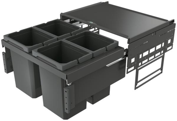 Naber 8013316 Abfallsammler Cox® Base 360 S/600-4 ohne Biodeckel, anthrazit / 60 cm Schrankbreite