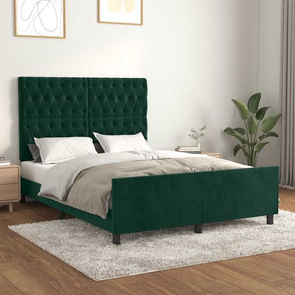 vidaXL Bettgestell ohne Matratze Dunkelgrün 140x190 cm Samt 3125937
