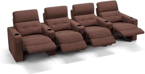 Sofanella 4-Sitzer BARI Stoffsofa Heimkinosofa Kinosessel in Dunkelbraun