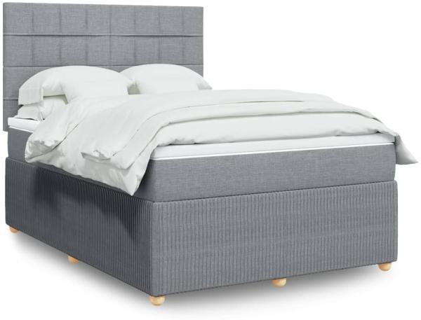 vidaXL Boxspringbett mit Matratze Hellgrau 160x200 cm Stoff 3292107