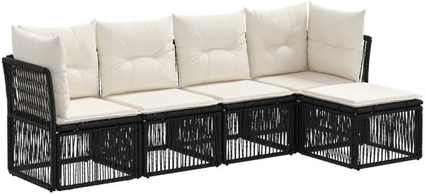 vidaXL Gartensofa-set 5 pcs Schwarz Poly-Rattan 3434203