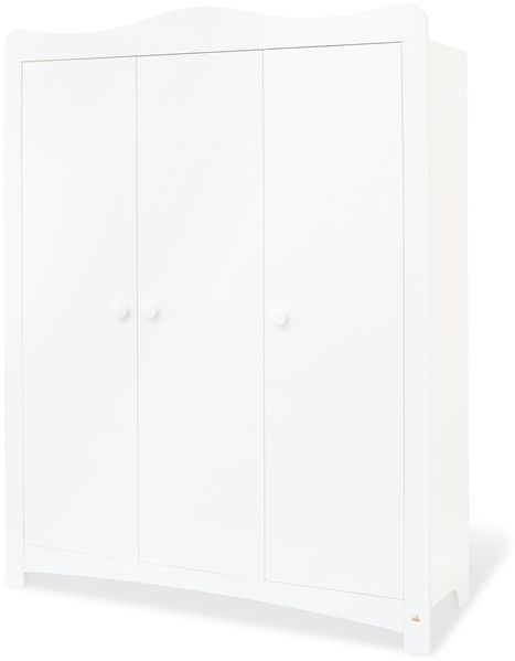 Pinolino 'Florentina' 3-trg. Kleiderschrank, weiß, mit Kleiderstange und 7 Ablagefächern