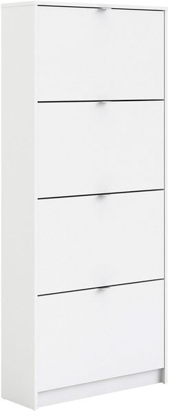 Schuhschrank mit vier Türen mit doppelter Tiefe, Farbe Weiß, 70,3 x 162 x 24,05 cm