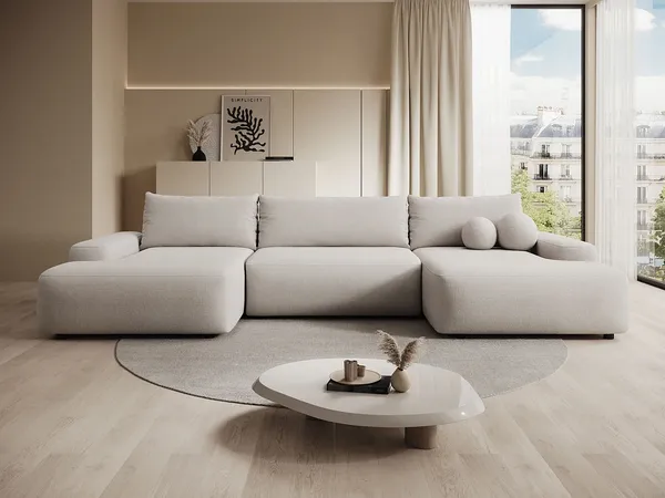 Vente-unique - DAVISO Sofa Stoff Beige - B 163 cm x H 87 cm x L 360 cm