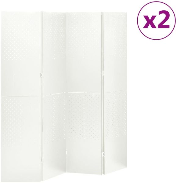 vidaXL 4-tlg. Raumteiler 2 Stk. Weiß 160x180 cm Stahl 3095194
