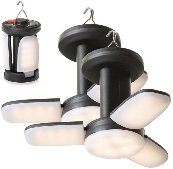 Skandika LED Gartenleuchte Campinglampe Kvitnes mit 6 Leuchtmodi, aufladbar, Powerbankfunktion, aufklappbar, Solarzelle, dimmbar, 3600 mAh, 400 lm, hängend, Micro-USB