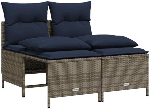 vidaXL 4-teiliges Gartensofa-Set mit Kissen, grau, Polyrattan 368378