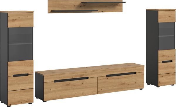 Wohnkombination (B/H/T: 272x141x33 cm) in Artisan Nachbildung