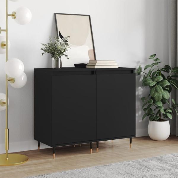 vidaXL Sideboards 2 Stk. Schwarz 40x35x70 cm Holzwerkstoff 831039