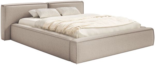 Selsey 'Tilves Low'Polsterbett 180x200 mit Bettkasten und Lattenrost, Chenille, beige