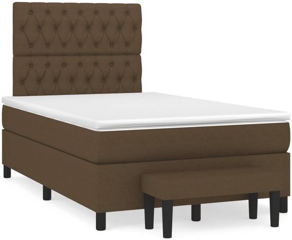 vidaXL Boxspringbett mit Matratze Dunkelbraun 120x190 cm Stoff 3270379