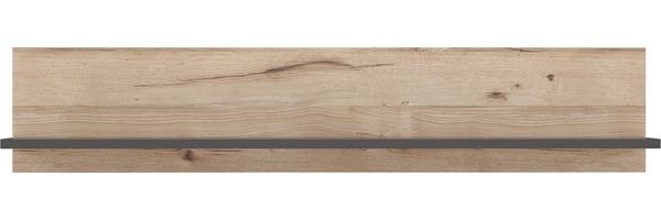 Wandregal >COMO< in Uni Wolfram Grau/ Planked Eiche Dekor - 149,8x28,5x21,5cm (BxHxT)