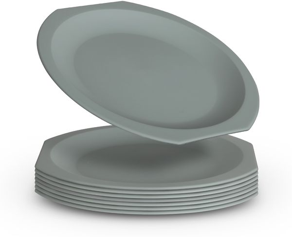 Plastikteller Mehrweg Bruchfester PP Kunststoff ( Ø23cm ) Grün 8er-Pack