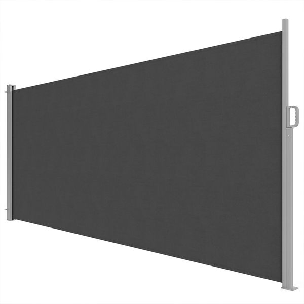 Wasserdichte und UV-beständige (50+) ausziehbare Seitenmarkise aus Aluminium, Stahl und Polyester, 420 x 185 cm, dunkelgrau