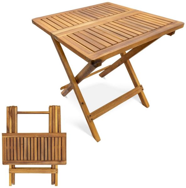 Spetebo Gartentisch Akazien Gartentisch geölt - 50cm - Holz Klapptisch (Stück, 1-St, Klapptisch), Klappbarer Beistelltisch für Balkon Terrasse und Garten