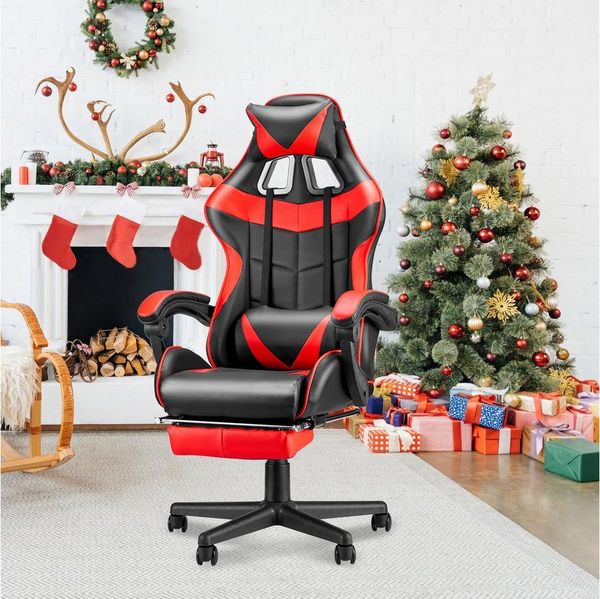 Ferghana Gaming-Stuhl Gaming Sessel mit Fußstütze,Kopfstütze,MassageLendenkissen (Packung), Ergonomisch Gaming Stuhl für Gamer YouTube Livestreaming Xbox