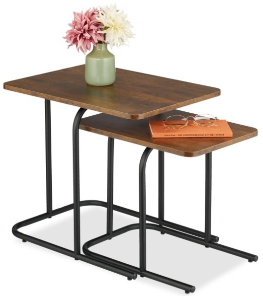 Satztisch 2er Set Holzoptik & Metall 10051045_746