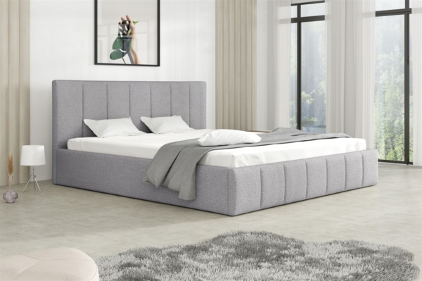 Polsterbett Doppelbett DETROIT Komplettset 180x200cm Stoff Freya Silbergrau