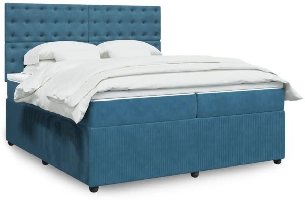 vidaXL Boxspringbett mit Matratze Blau 200x200 cm Samt 3294746