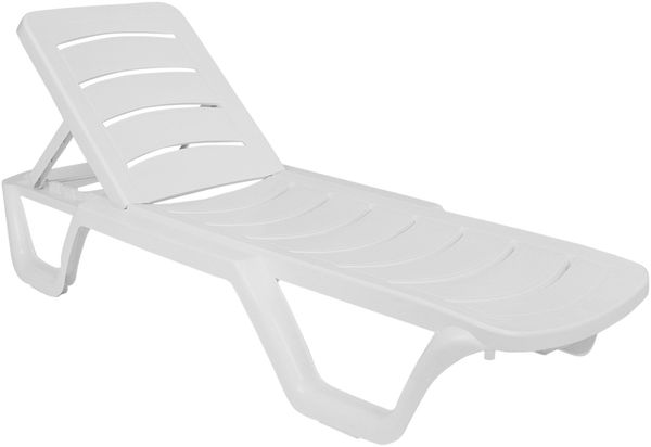 Sonnenliege MALTE 10er Set klappbar - 54 x 187 x 30 cm, Kunststoff, Weiß | Gartenliege Strandliege