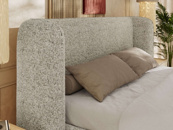 Polsterbett Bett mit Holzlattenrost Schlafzimmer Bett Doppelbett gepolstertes Kopfteil - EMORA CLASSIC - 200x200 cm - Beige Strukture Bild 4