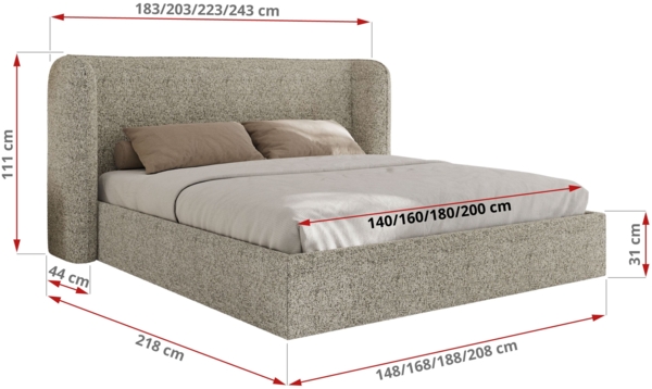 Polsterbett Bett mit Holzlattenrost Schlafzimmer Bett Doppelbett gepolstertes Kopfteil - EMORA CLASSIC - 200x200 cm - Beige Strukture Bild 7