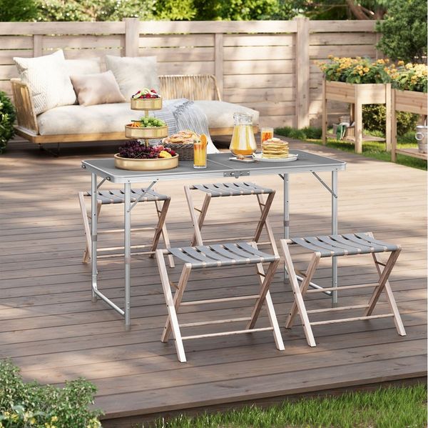 Woltu Campingtisch (1-St), Klapptisch, höhenverstellbar, aus Aluminium MDF