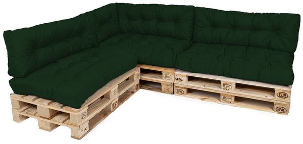 TexDeko® Garden Palettenkissen 120 x 80 x 18 cm wasserabweisend UV - beständig In- & Outdoor Premium Sitzkissen gesteppt Palettenauflage für Europaletten (7-TLG Set, Dunkelgrün)