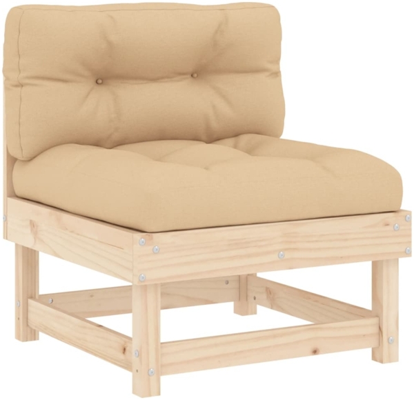 vidaXL Mittelsofa mit Kissen Massivholz Kiefer 825429