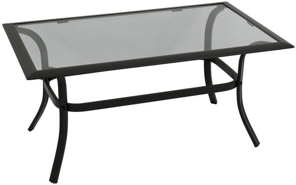 DEGAMO Beistelltisch ZAGREB gross, 102x61cm, Stahl schwarz + Glas, Indoor + Outdoor