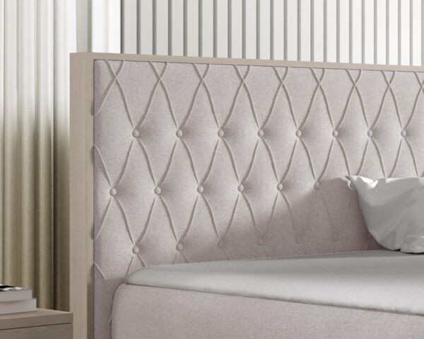 Boxspringbett Bett BROMIA 140x200 cm Dunkel Eiche Stoff Altrosa inkl. Bettkasten Bild 3